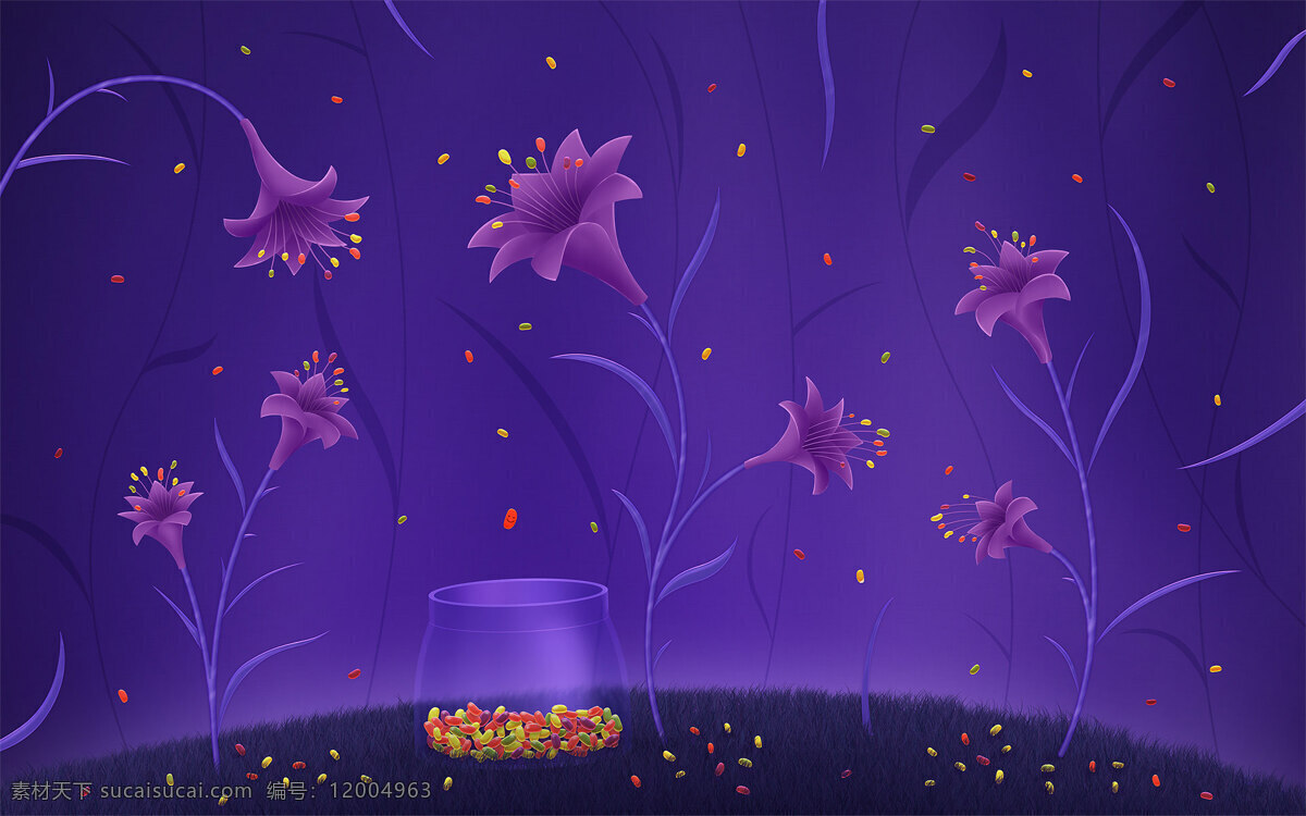 紫色 花朵 背景 糖果 背景图片