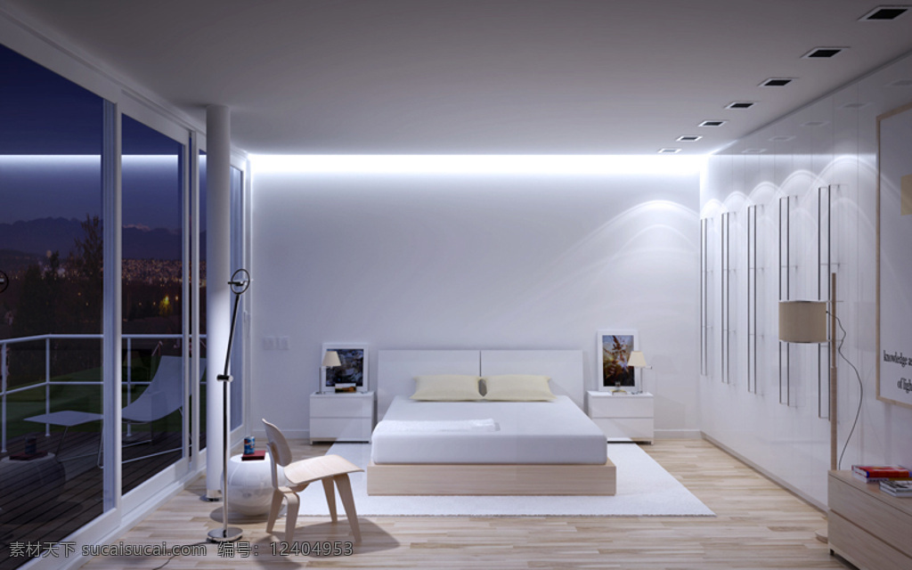 卧室 灯光 装修设计 3d 房子 夜 max 灰色