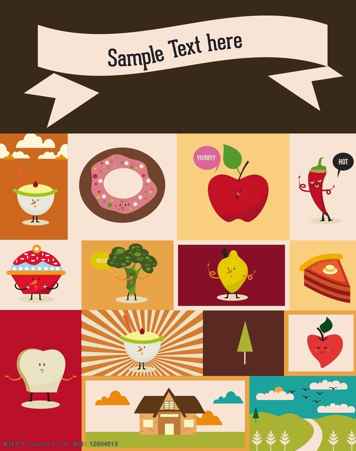 卡通 蔬菜水果 合集 食物 水果 苹果 蔬菜 生活百科 矢量素材 黑色