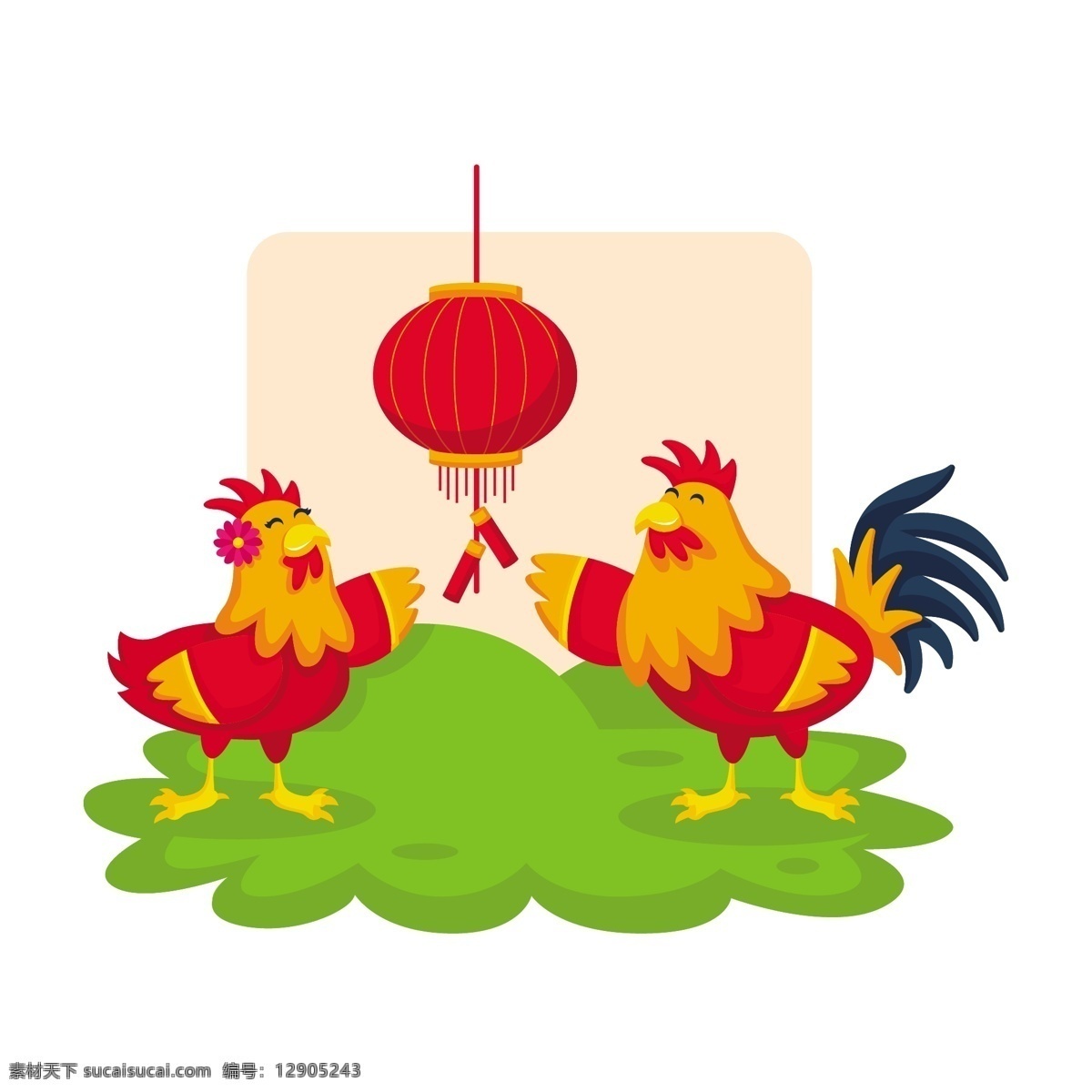 卡通 公鸡 动物 灯笼 鸡 节日 卡通公鸡 新年