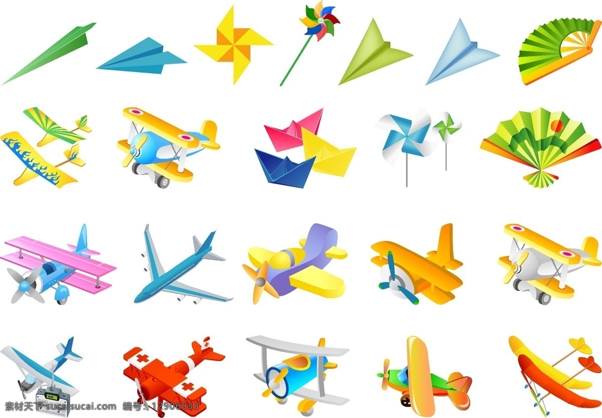 儿童 飞机 玩具 矢量图 其他矢量图