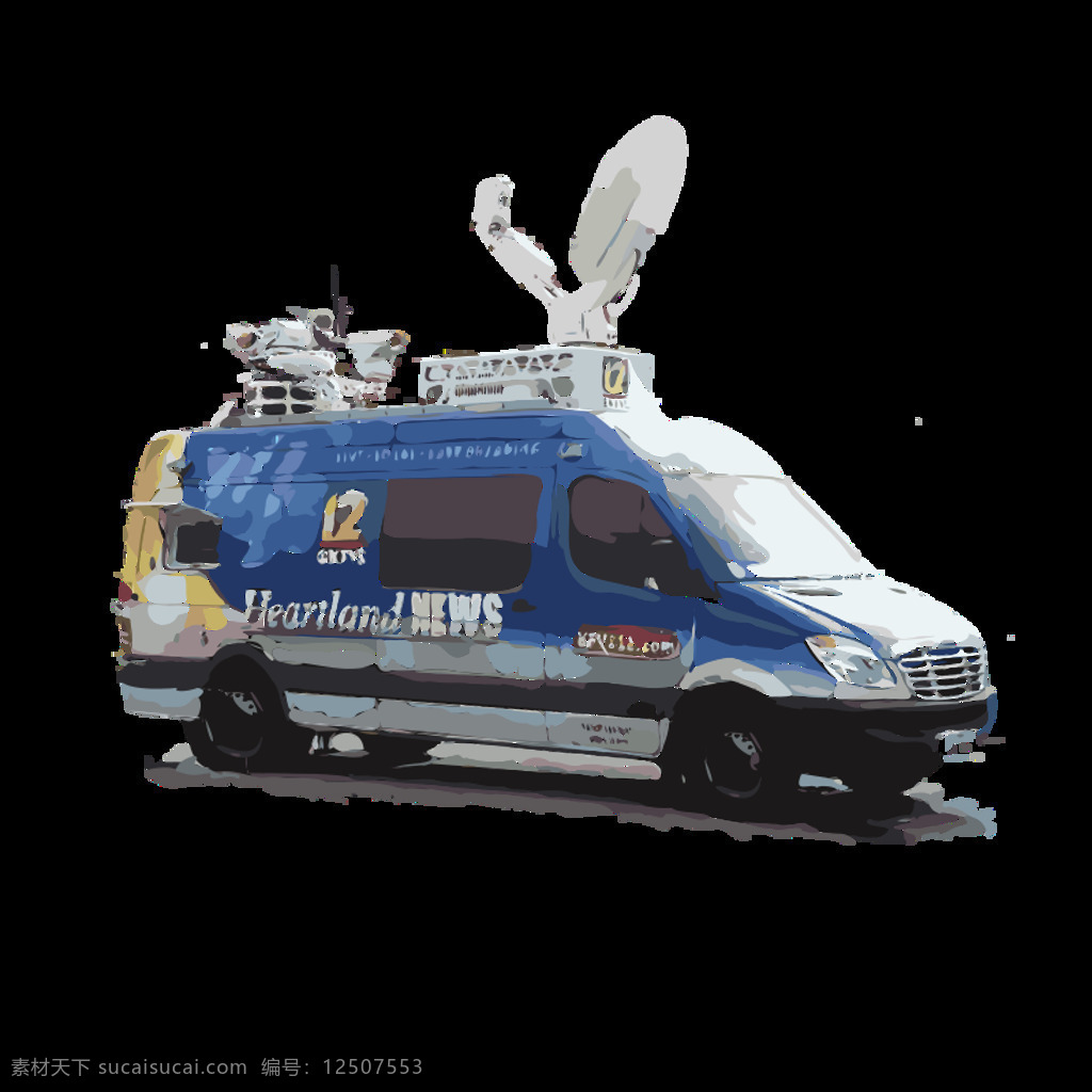 新闻 车 隔离 断流器 孤立的 新闻车 newsvan 出版社 混 音 请求 插画集