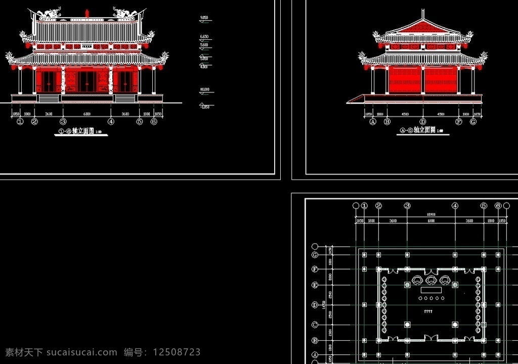 龙山 寺 平 立面 方案 图 宗教建筑 寺庙 和尚 尼姑庵 罗汉 大雄宝殿 弥勒 观音 佛教 宗教 建筑 cad 建筑设计 环境设计 源文件 dwg