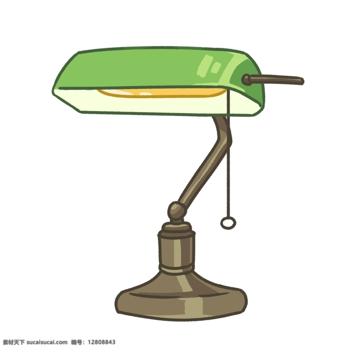 绿色 复古 台灯 插图 黄色灯光 绿色台灯 复古台灯 一盏台灯 插电台灯 绿色学习台灯