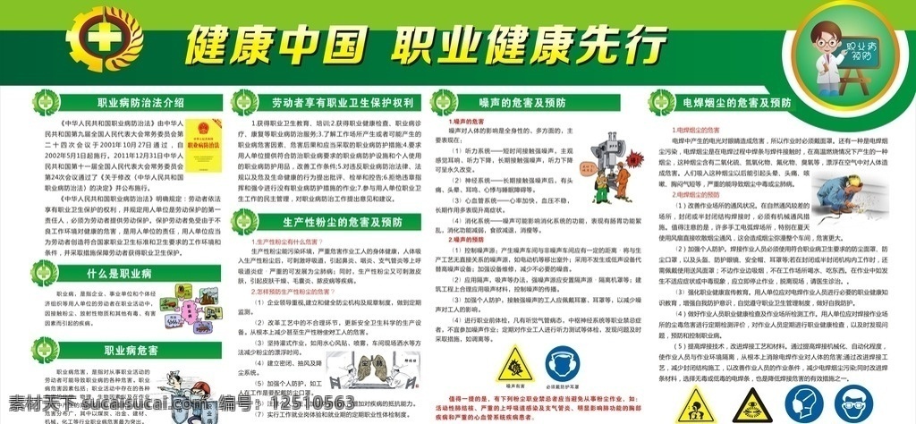 健康中国 职业健康防治 职业健康 职业病 职业病防治 展板模板 安全 安全生产 绿色展板