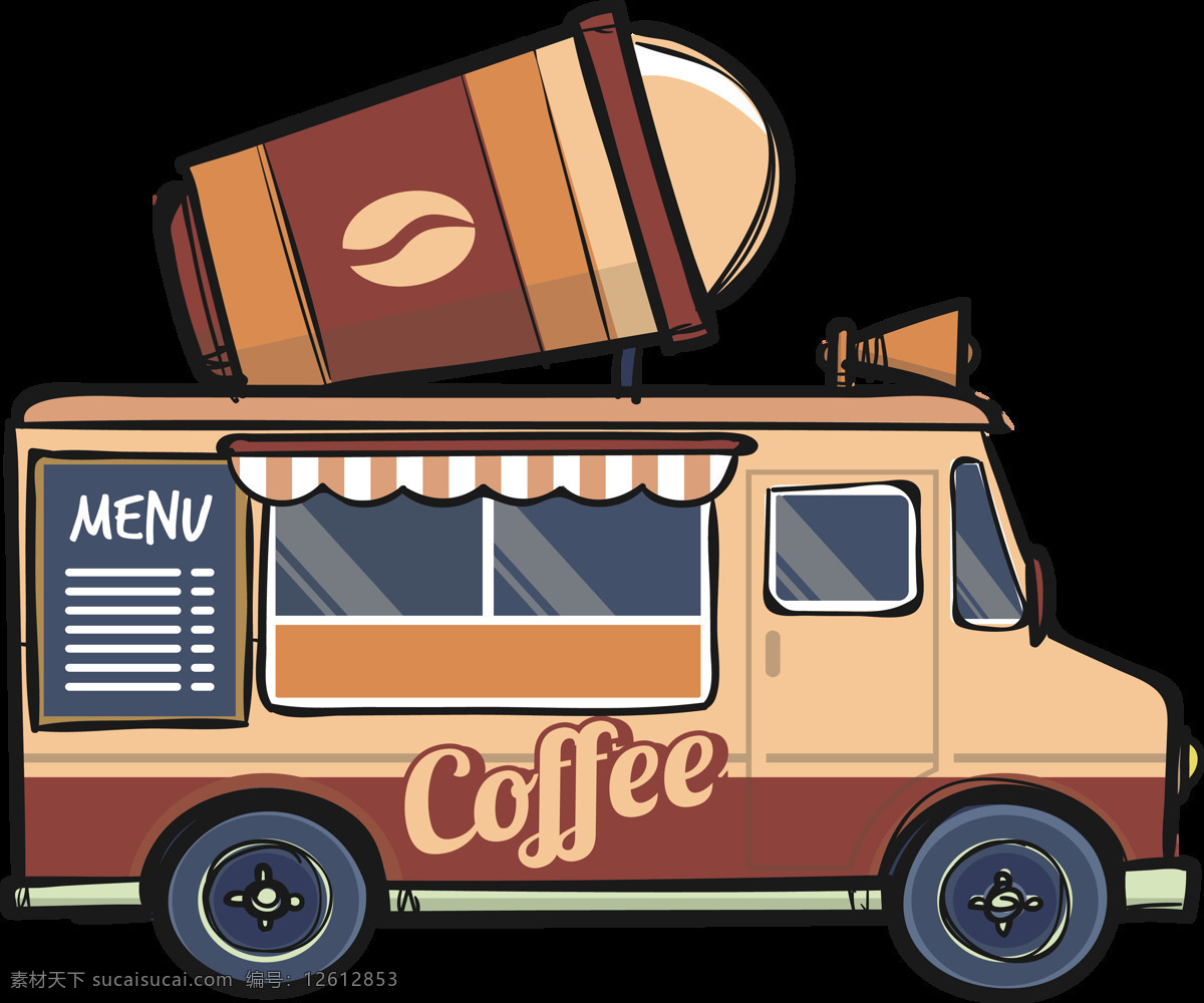 食品 外卖 车 元素 外卖车 coffee 食物 快餐食品