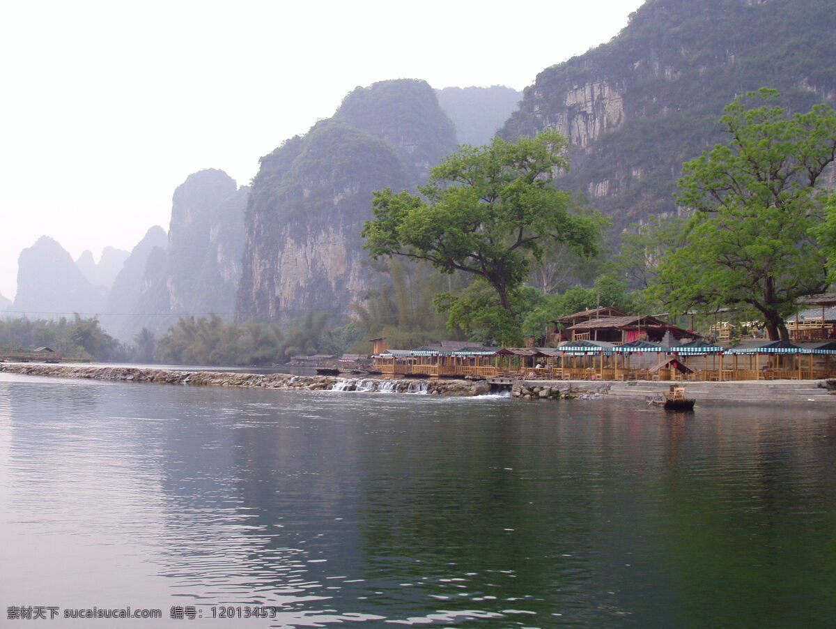 桂林免费下载 桂林 旅游摄影 山水 自然风景 竹屋 矢量图 日常生活