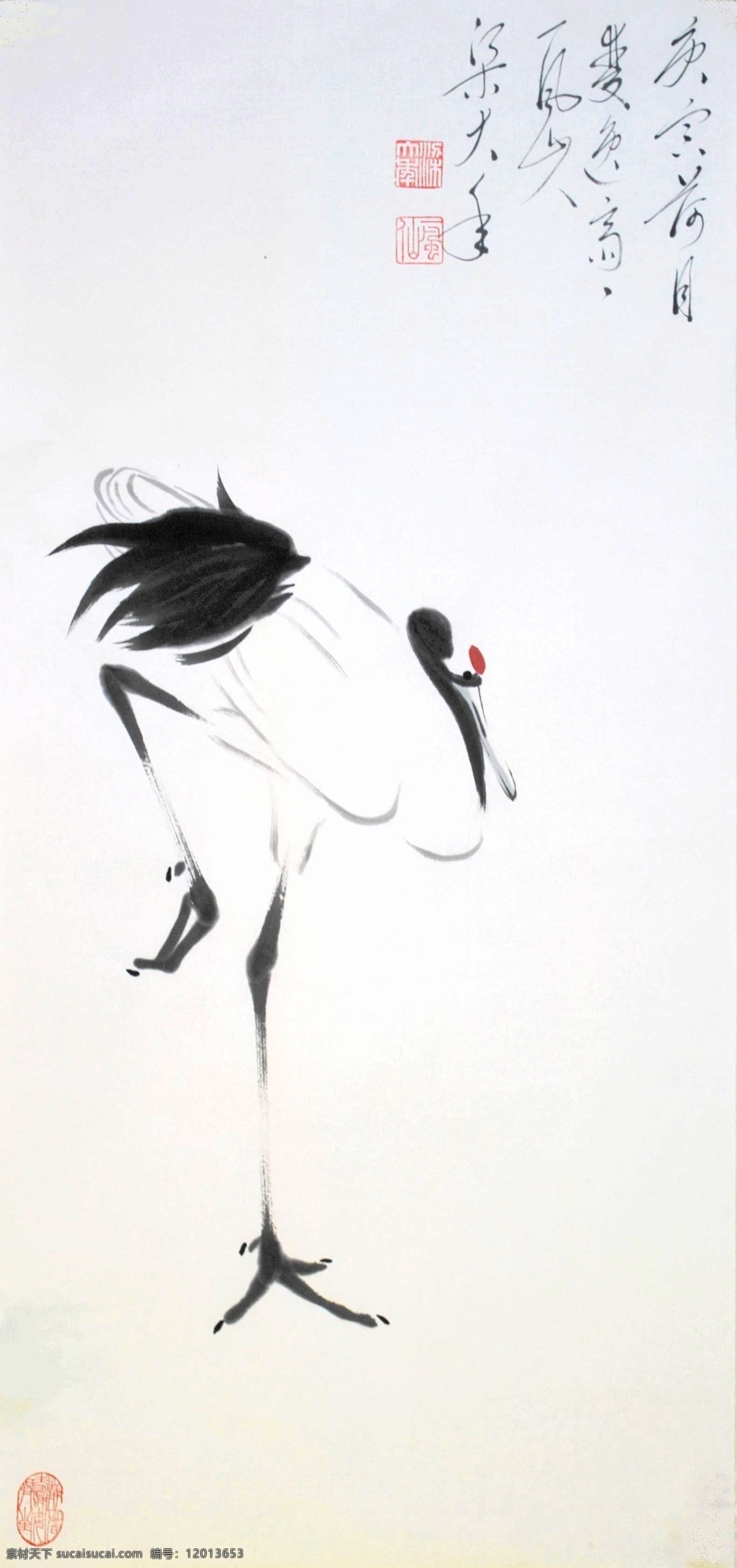 梁大年 国画 鹤 梁克民 一风山人 丹青 水墨 写意 丹顶鹤 仙鹤 美术 书画 日本鹤 japanese crane 风 山人 梁 大年 中国画 绘画书法 文化艺术