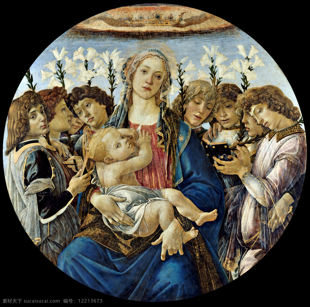 大师 高清油画 绘画书法 人物 色彩 文化艺术 西方 油画 圣母 玛利亚 设计素材 模板下载 圣母玛利亚 婴儿 波提切利