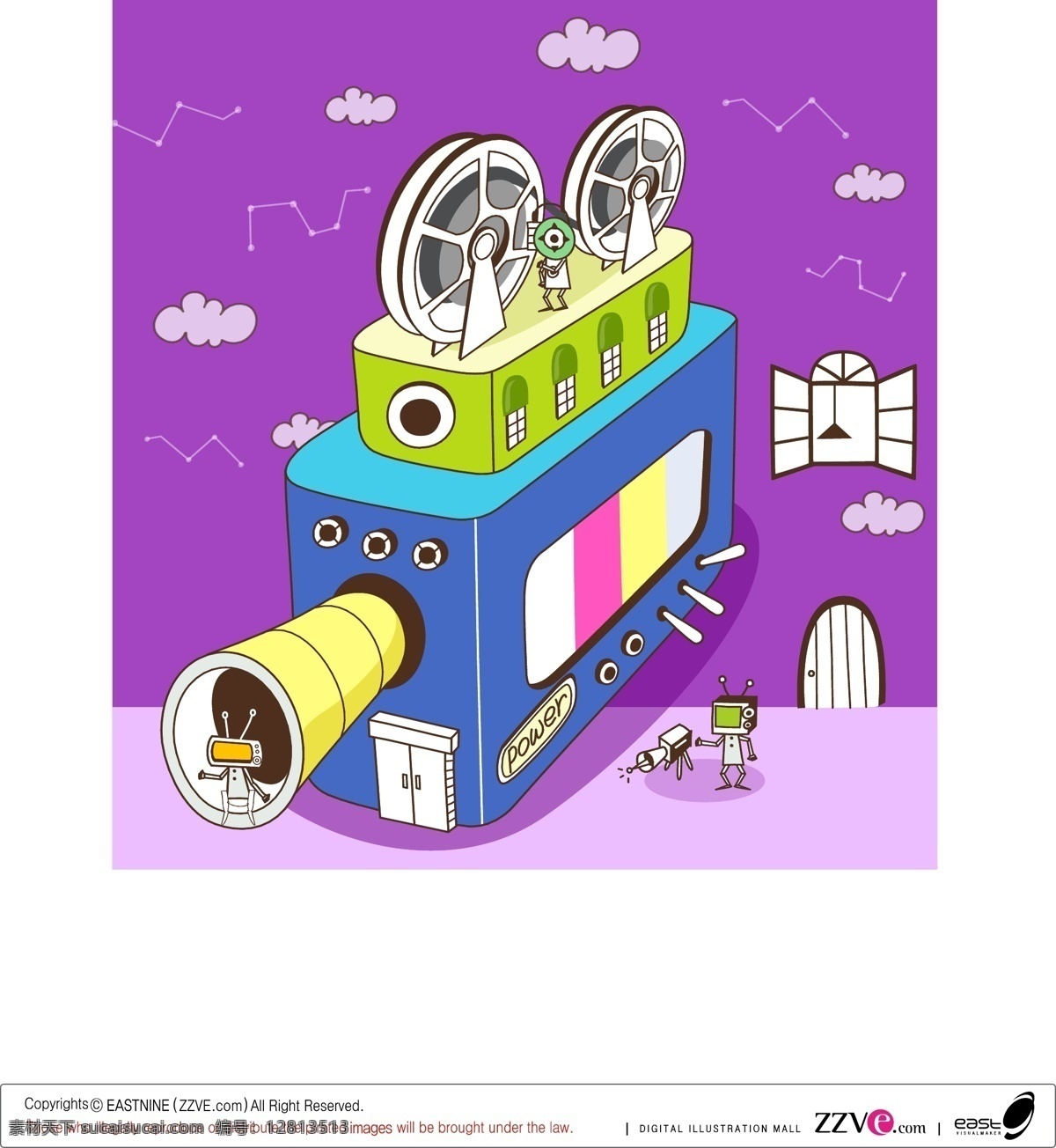 矢量 插画 影片 录像 机器 高清 源文件