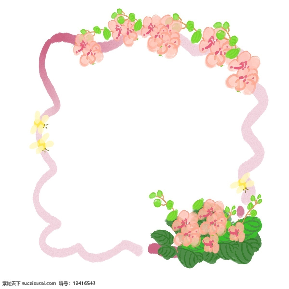 粉色 花朵 花卉 边框 粉色的花朵 卡通边框 花卉边框 鲜花边框 花朵边框 花环边框 粉色的花卉