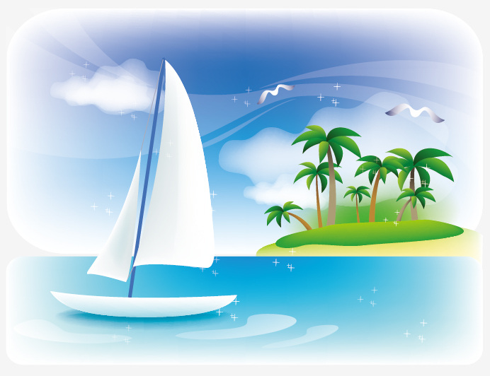 帆船 海景 矢量图 其他矢量图