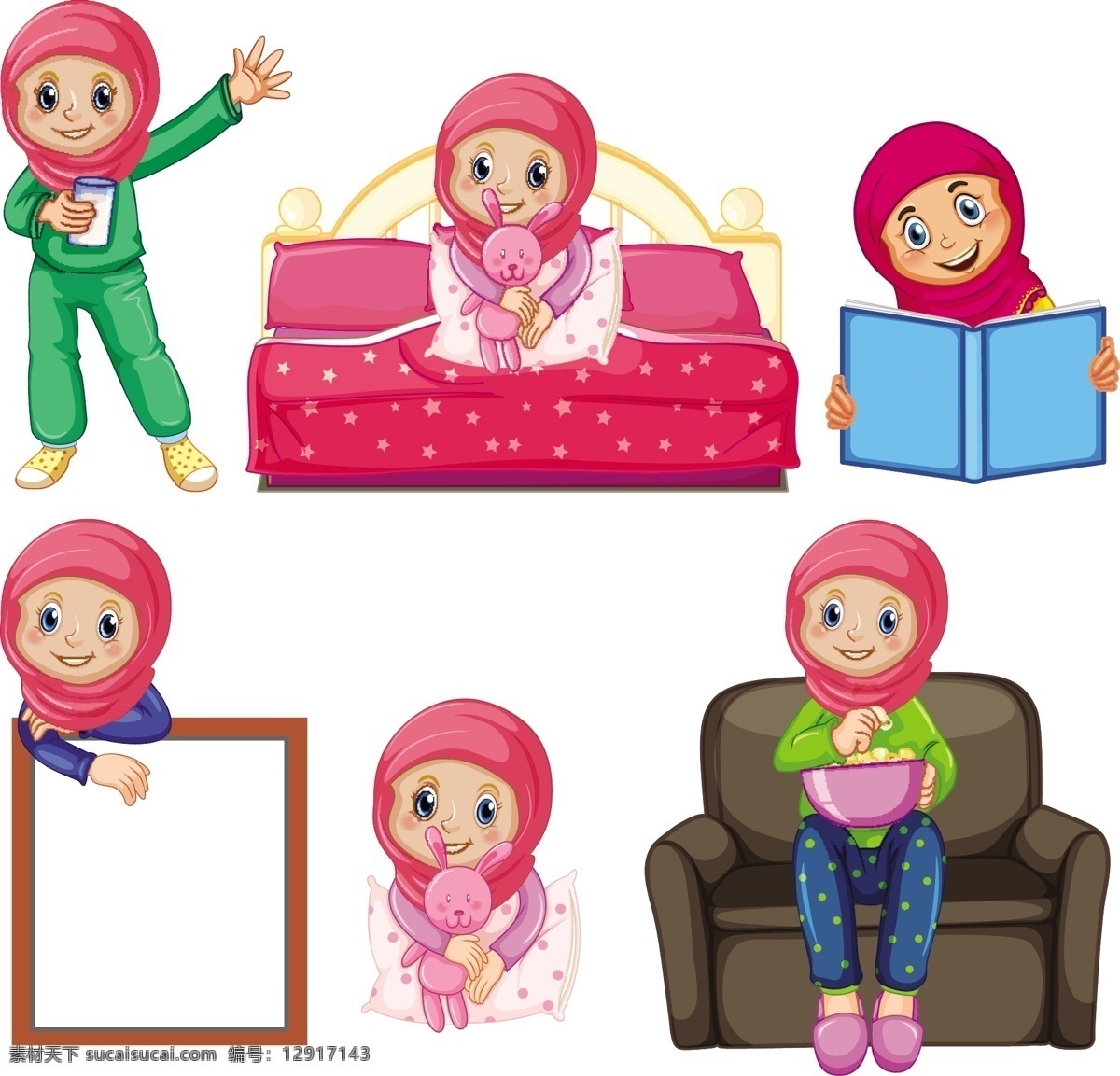 穆斯林儿童 民族 阿拉伯人 卡通人物 手绘人物 儿童 小孩 国外 节日 宗教信仰 卡通设计