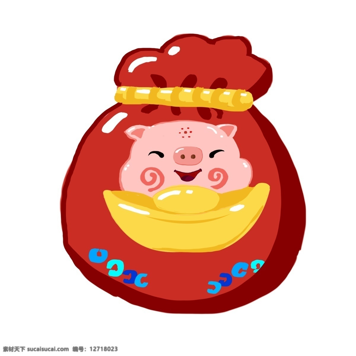 红包 手绘 小 猪 卡通 可爱 小猪 猪年 卡通可爱 猪元宝