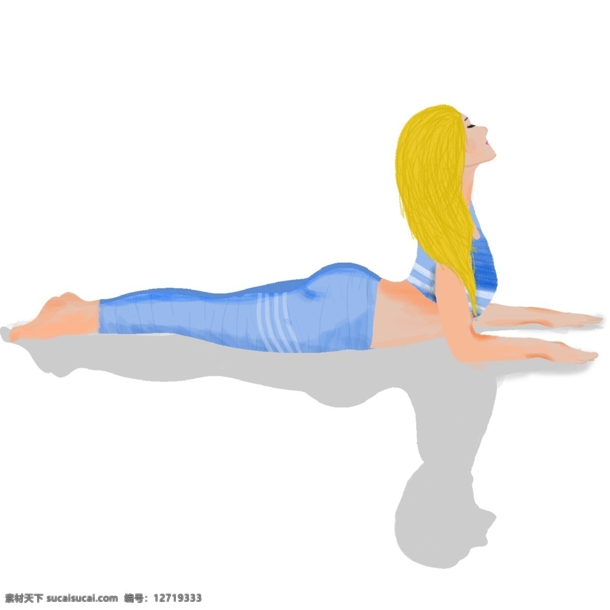 瑜伽 运动 人物 女孩 健身 手绘 绘画 卡通 简约 小清新 装饰 彩色