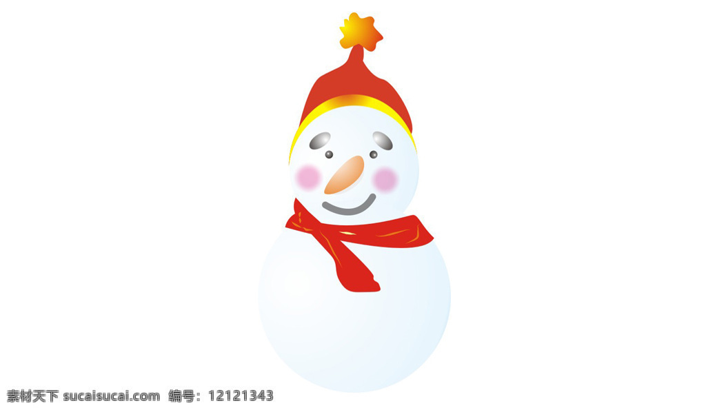 可爱 卡通 雪人 元素 雪人素材 卡通插画 白色雪人 红色围巾雪人 戴帽子雪人