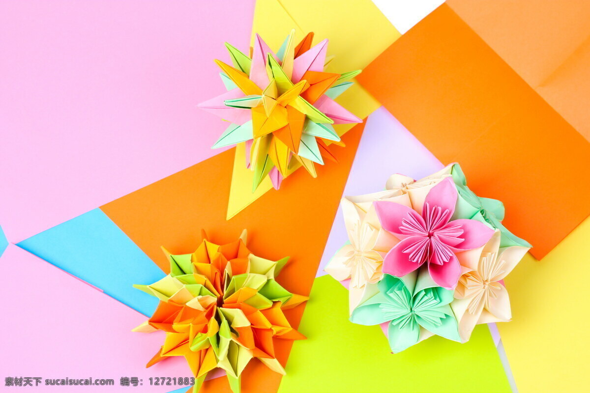 叠纸花朵背景 折纸花朵 折纸鲜花 叠纸花朵 叠纸艺术 叠纸鲜花 其他类别 生活百科 橙色