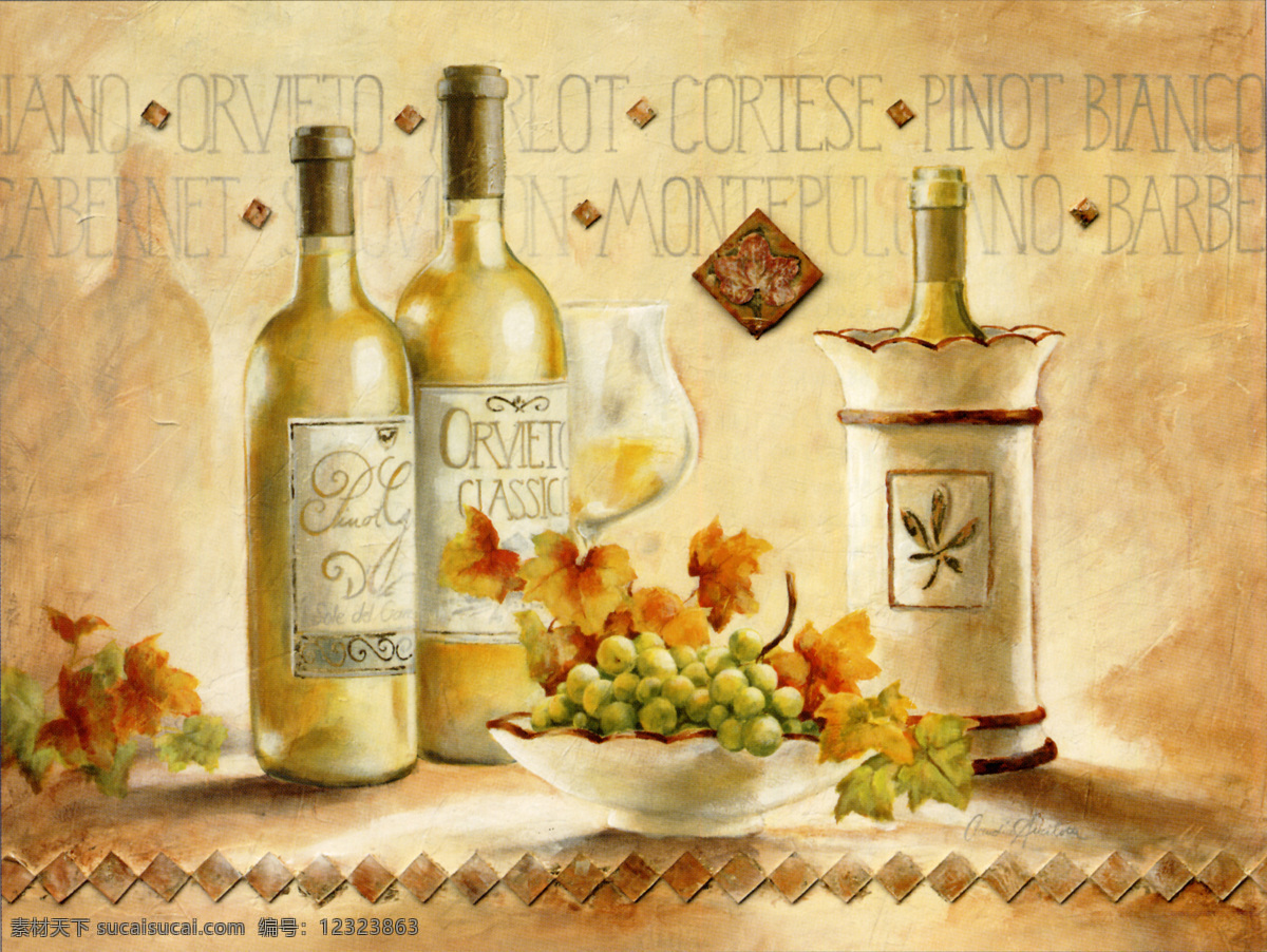 白葡萄酒 绘画书法 欧式装饰画 文化艺术 设计素材 模板下载 装饰素材