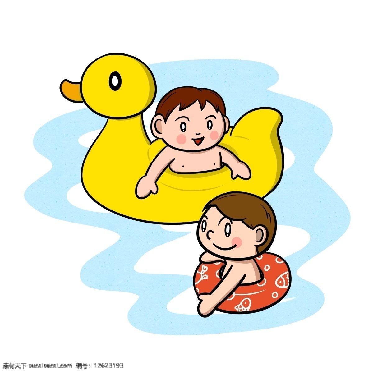 卡通 夏季 儿童 游泳 嬉戏 透明 底 夏天 玩耍 海边 海边人物 夏季人物 夏天人物 卡通人物 卡通夏季