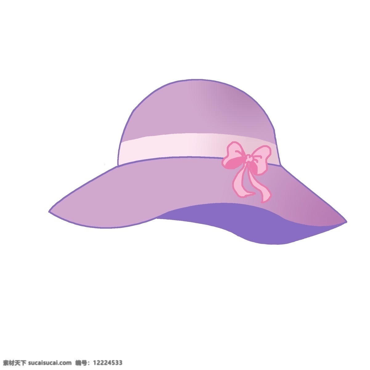 帽子 太阳帽 遮阳帽 紫色 手绘 可爱