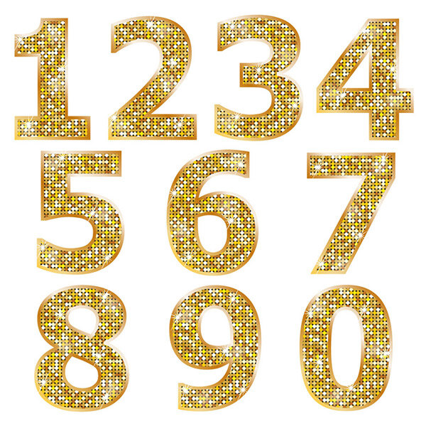 金色 数字 矢量 金色元素 金色格子 金色数字 阿拉伯数字 白色