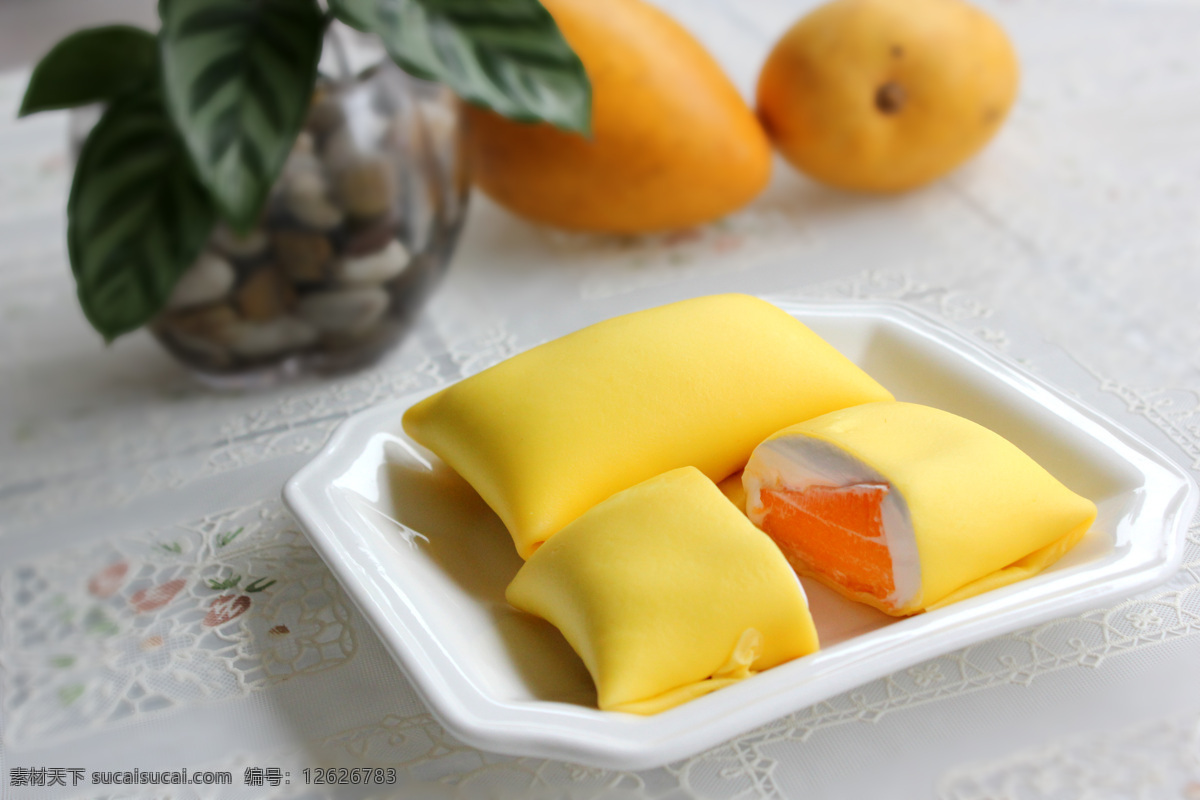 芒果班戟 甜点 餐饮 小吃 芒果 美食 摄影图片 水果 饮料酒水 食物原料 餐饮美食