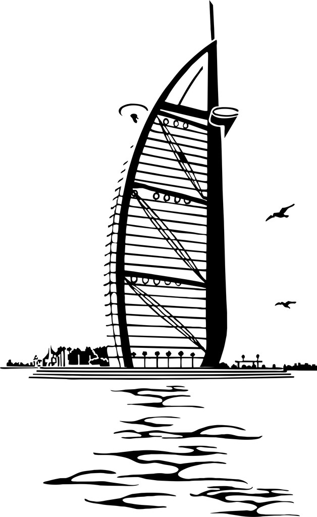 迪拜 帆船 酒店 剪影 图 黑白镂空 帆船酒店 公共标识标志 标志图标