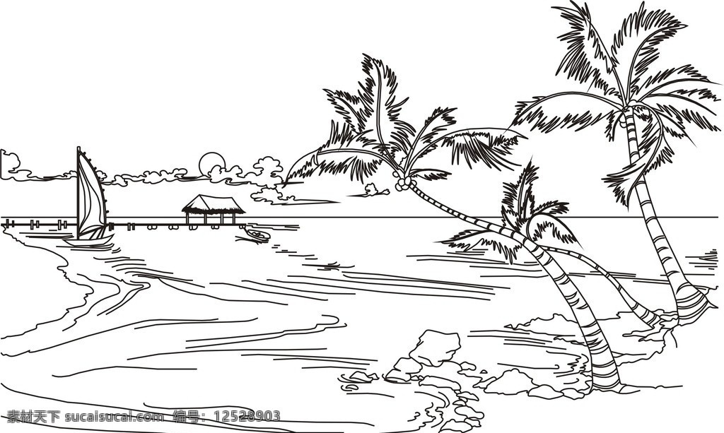 海边椰树 壁画 大屏风 艺术玻璃 艺玻之家 文化艺术 矢量