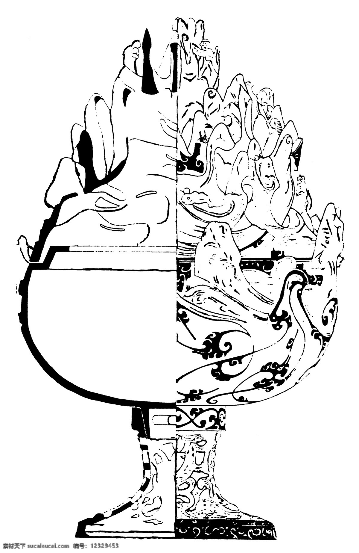 器物图案 秦汉时期图案 中国传统图案 图案169 图案 设计素材 装饰图案 书画美术 白色