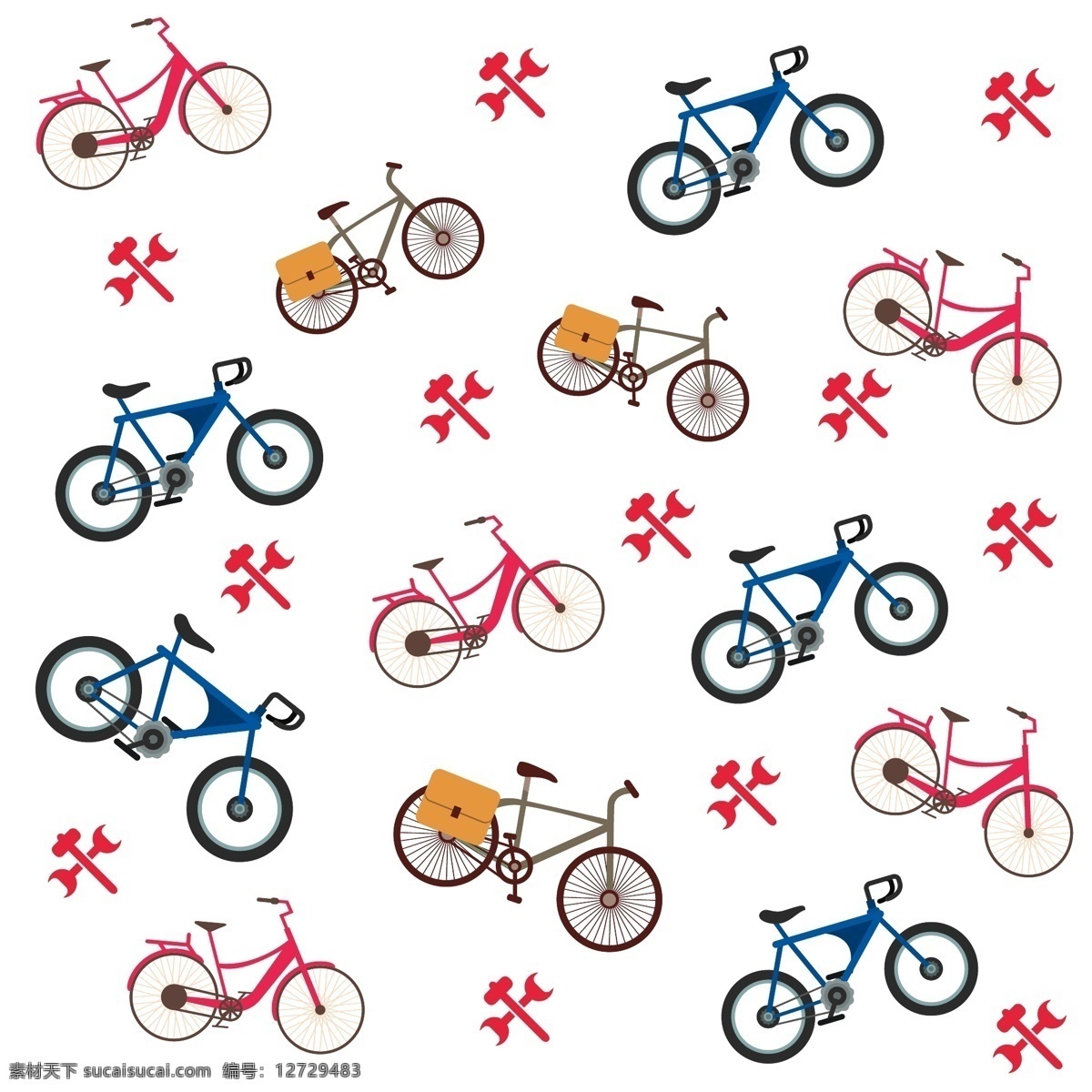 彩色 自行车 背景 风格 符号 重复 自行车背景 背景彩色 平面符号 彩色平面 各种 品种