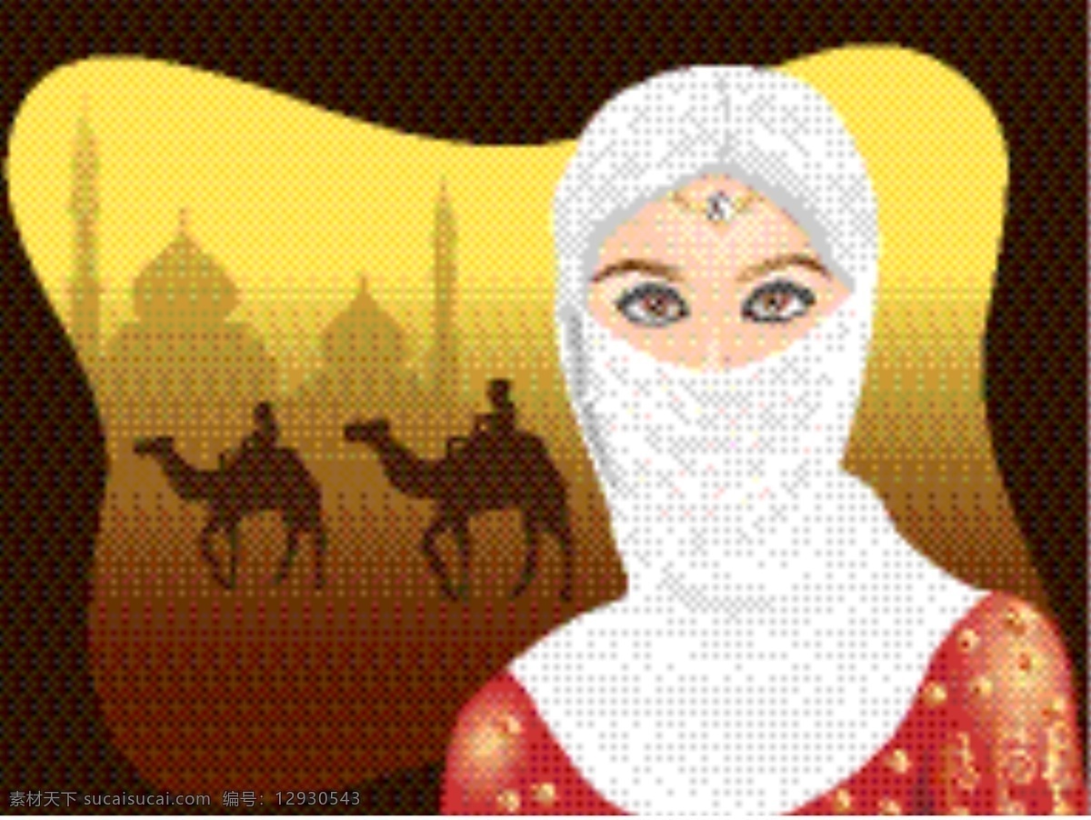 撒哈拉沙漠 美丽 阿拉伯 妇女 肖像 白色