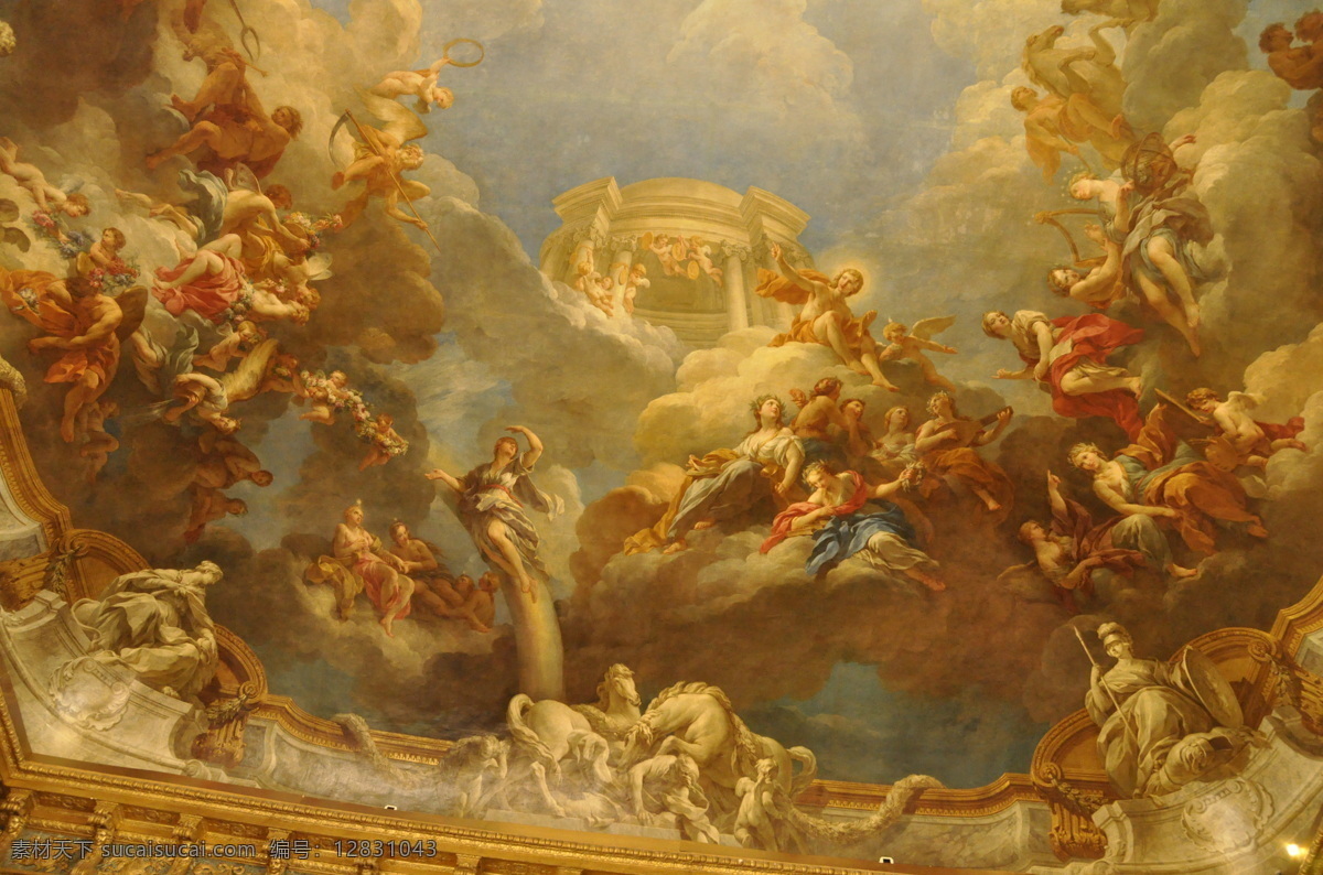 凡尔赛宫 古典 绘画书法 欧美 欧洲 天使 文化艺术 油画 众神 装饰素材