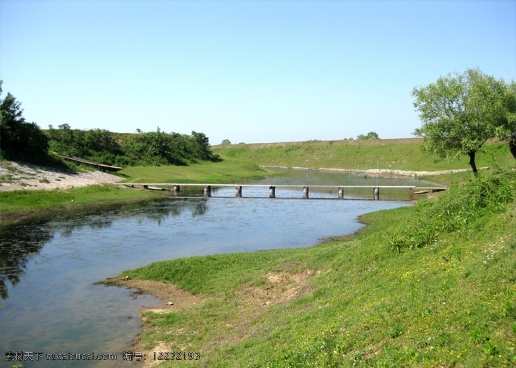 河坝 小桥流水 初夏 自然风景 河堤河坝 水池 杨柳树 蓝天绿草 天空草地 水坝 坝坡 初夏自然风景 自然景观