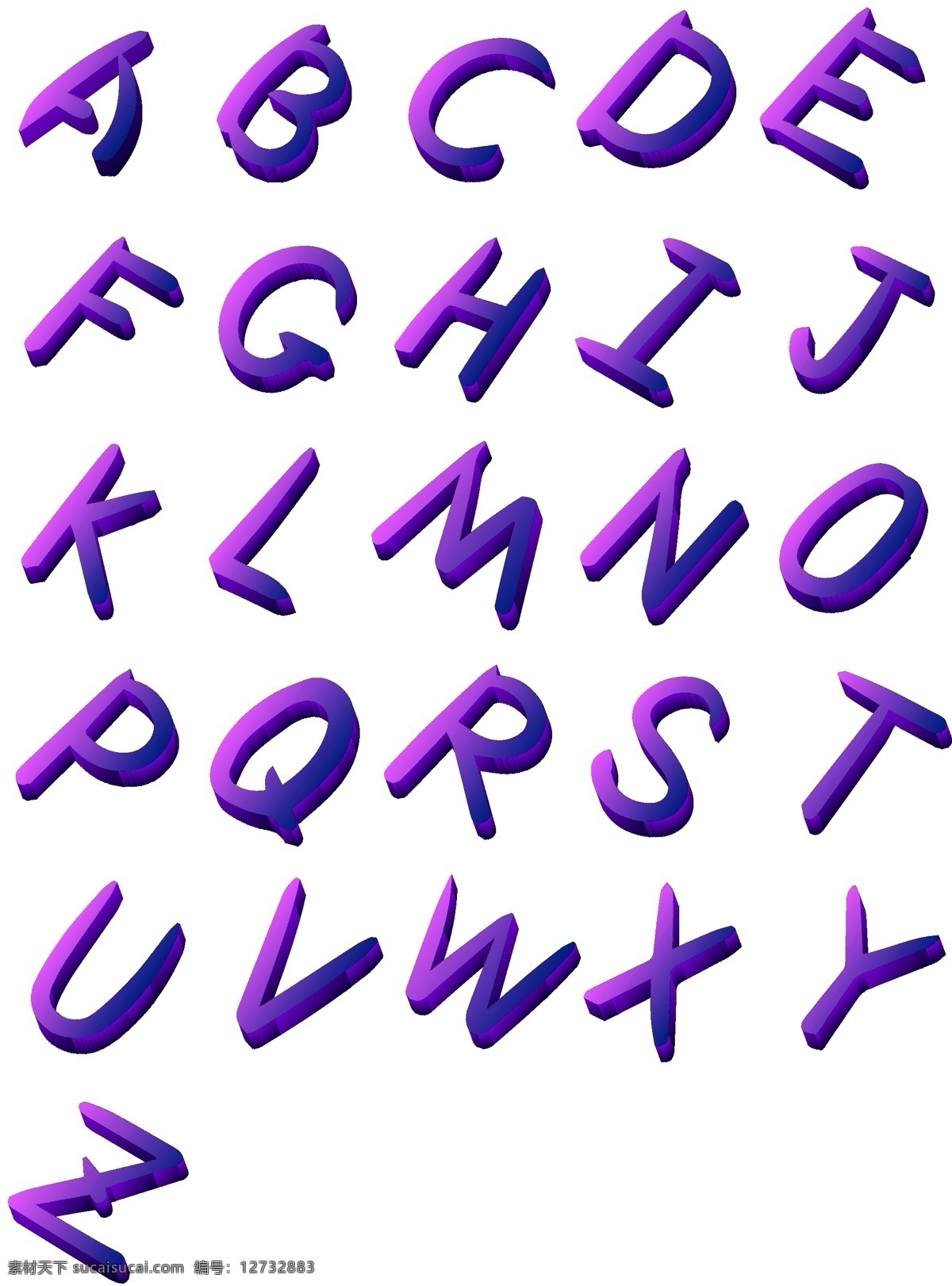 商用 矢量 扁平化 立体 英文 字母 渐变 风 插画 手写 26个英文 渐变发 海报素材 元素