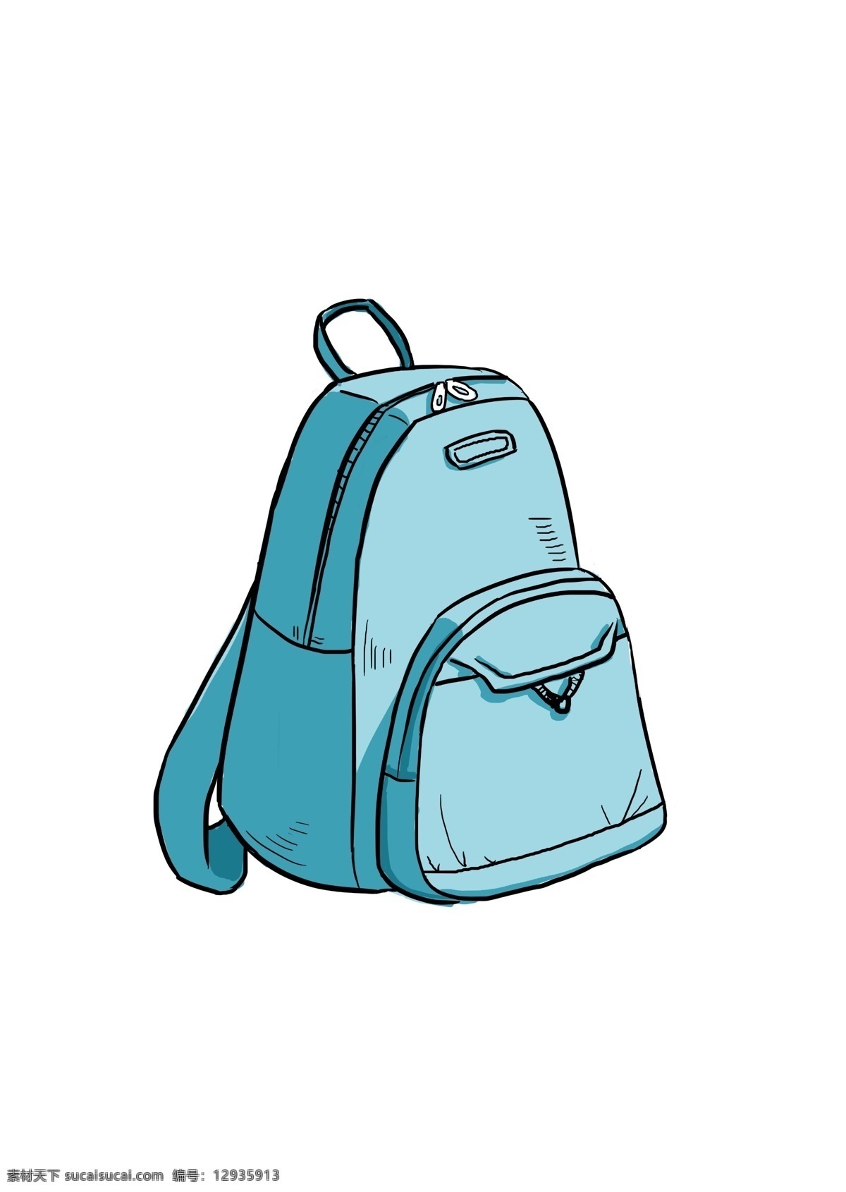 蓝色 旅行 书包 插画 蓝色的书包 手绘书包 卡通旅行书包 手绘旅行书包 漂亮 时尚旅行书包