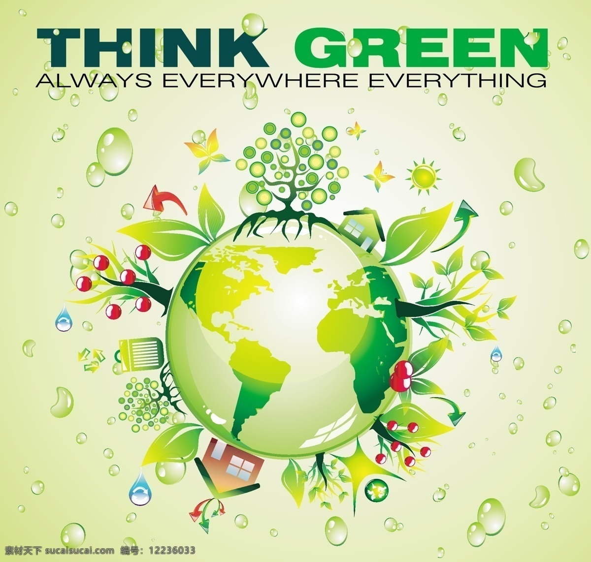 认为 绿色 地球 元素 矢量图 矢量植物 绿色的地球 其他矢量图
