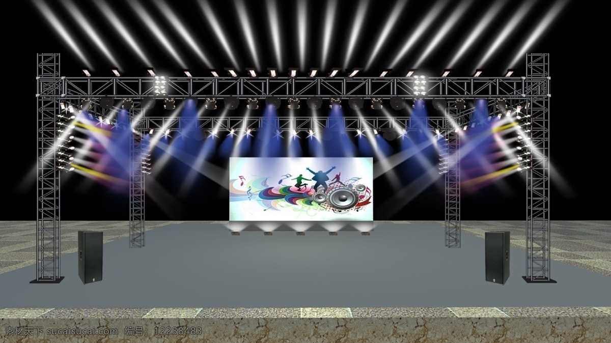 露天舞台 有灯架 有绚丽的灯光 写真像素 分层 3d ps制作舞台 文化艺术