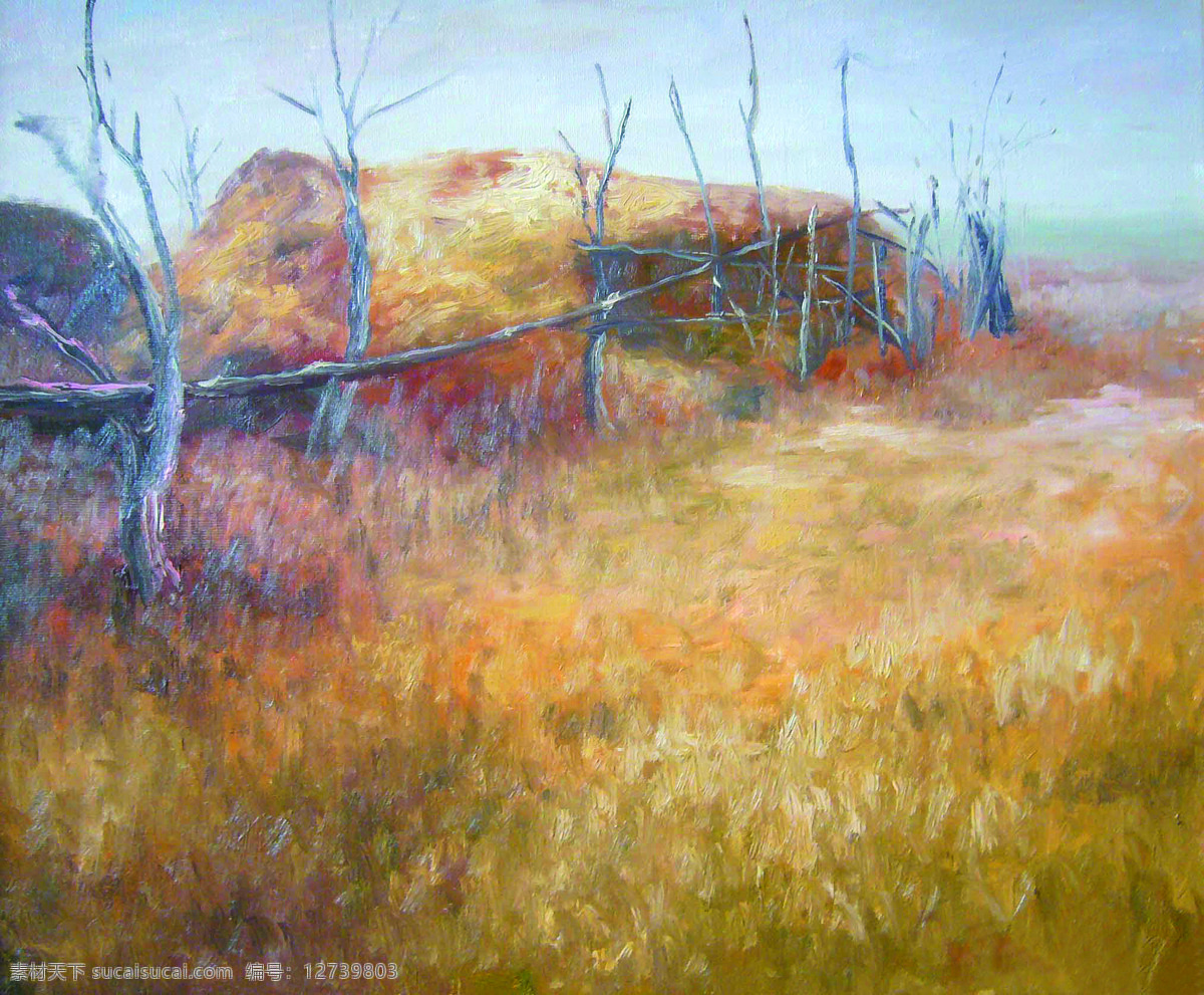 草地 草房 风景 花草 绘画书法 美术 树木 草原 风情 设计素材 模板下载 草原风情 油画 油画艺术 油画作品53 文化艺术 家居装饰素材