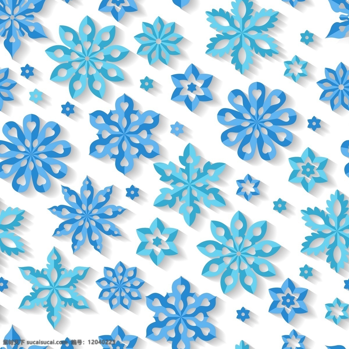 立体 蓝色 雪花 背景 底纹 唯美 冬天