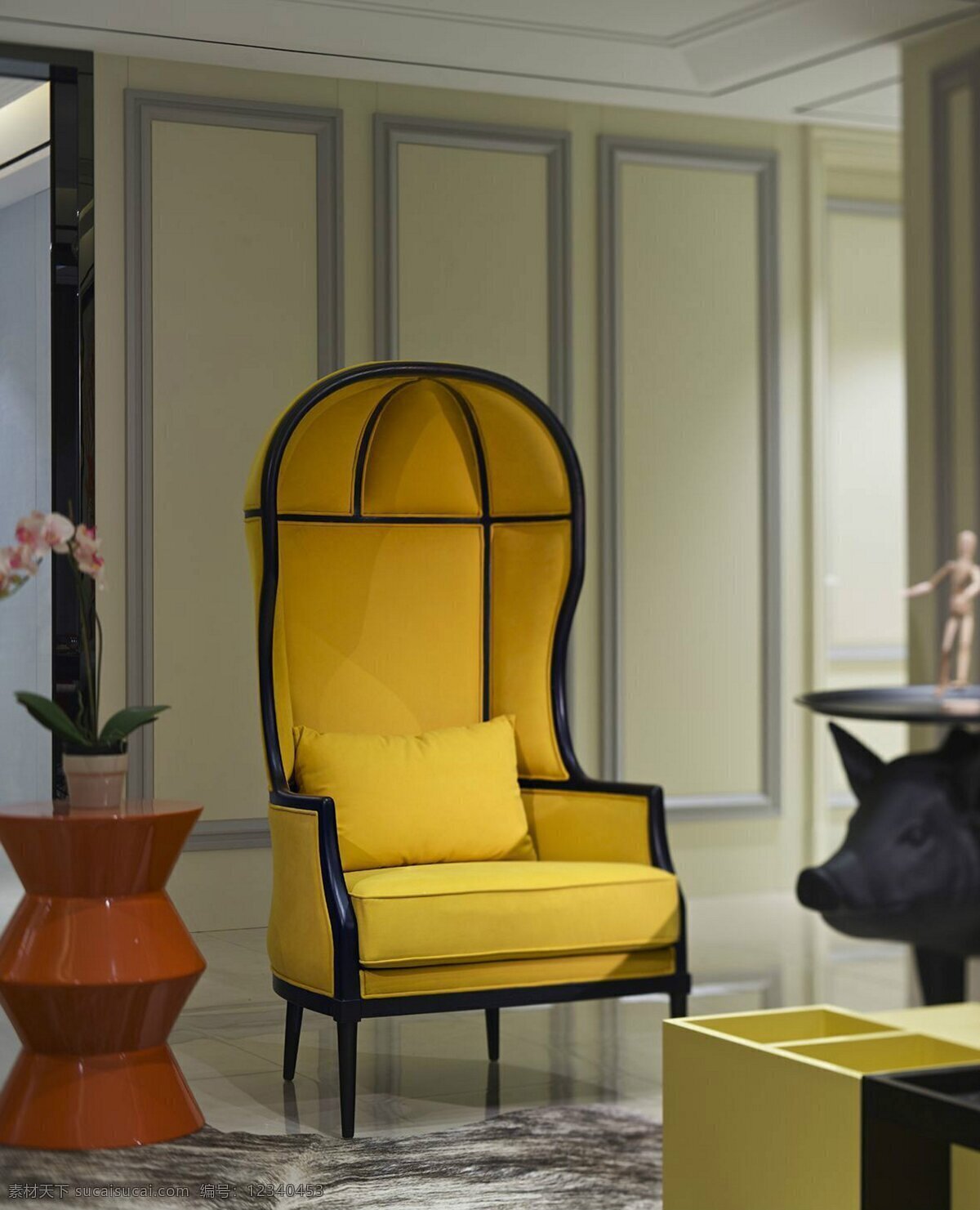 时尚 客厅 黄色 椅子 设计图 家居 家居生活 室内设计 装修 室内 家具 装修设计 环境设计 效果图 生活百科