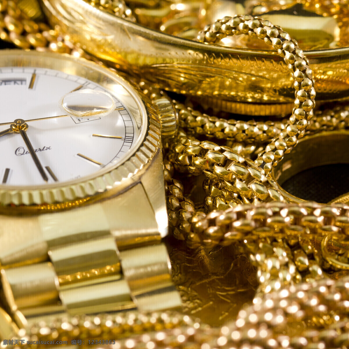 黄金 手表 饰品 黄金饰品 手镯 货币 金融货币 财富 金融 商务金融