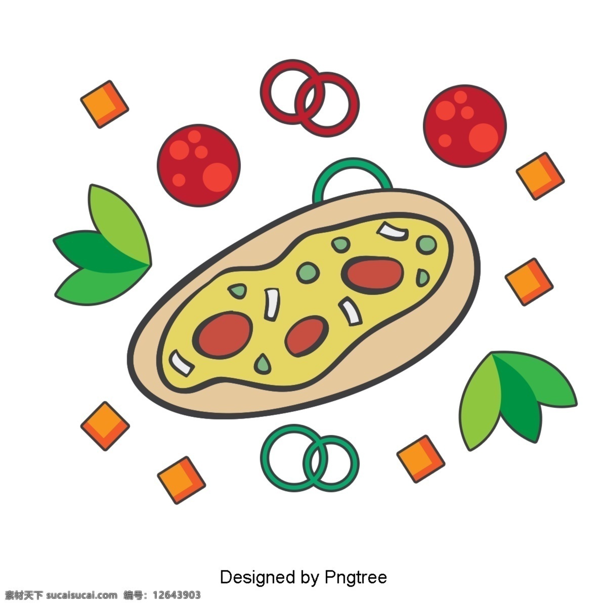 漂亮 卡通 可爱 手绘 创意 糕点 小吃 比萨饼 美食 披萨 意大利 外卖