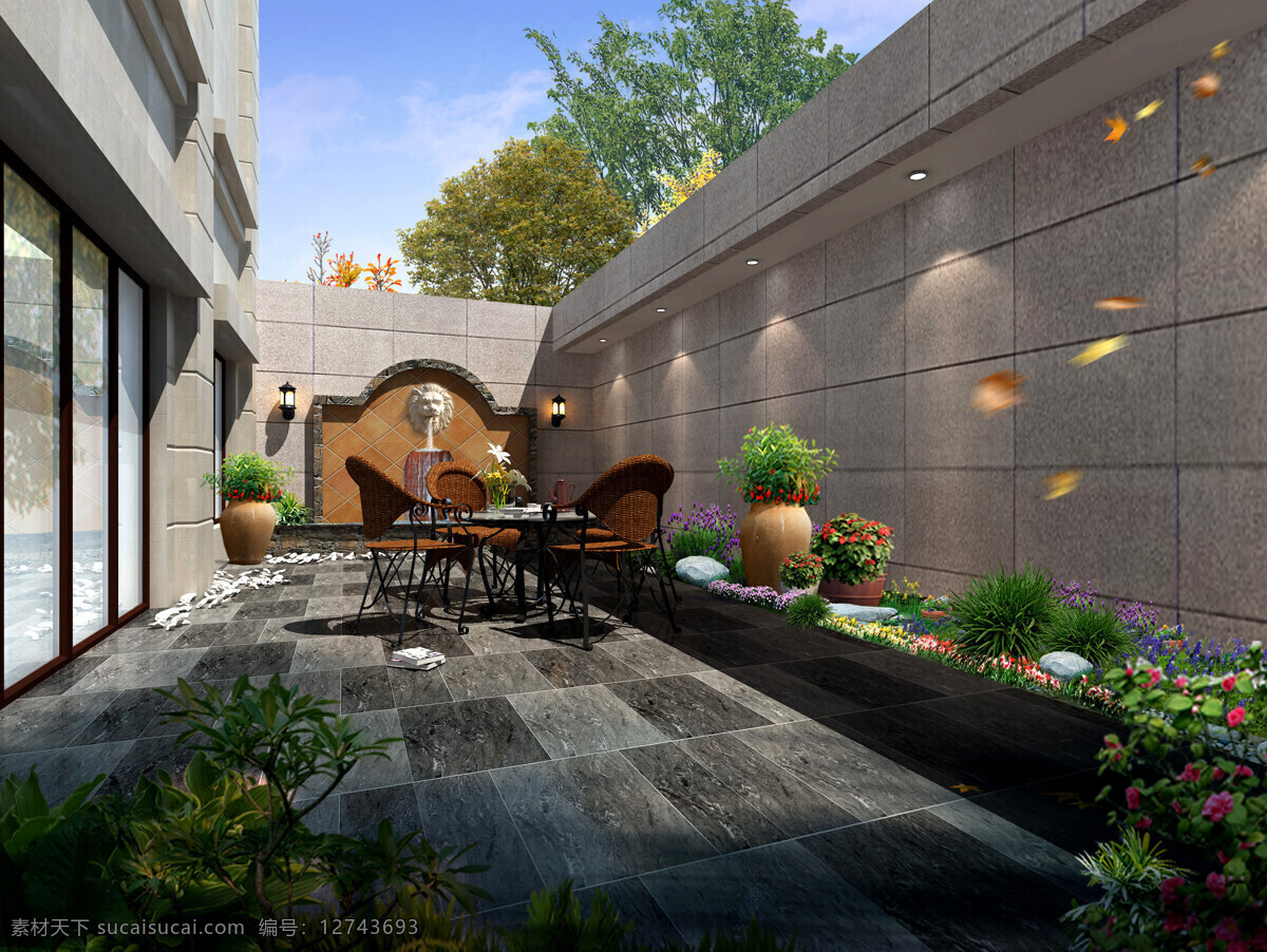 鹅卵石 环境设计 景观设计 绿植 筒灯 文化石 屋顶花园 设计素材 模板下载 青石板 家居装饰素材