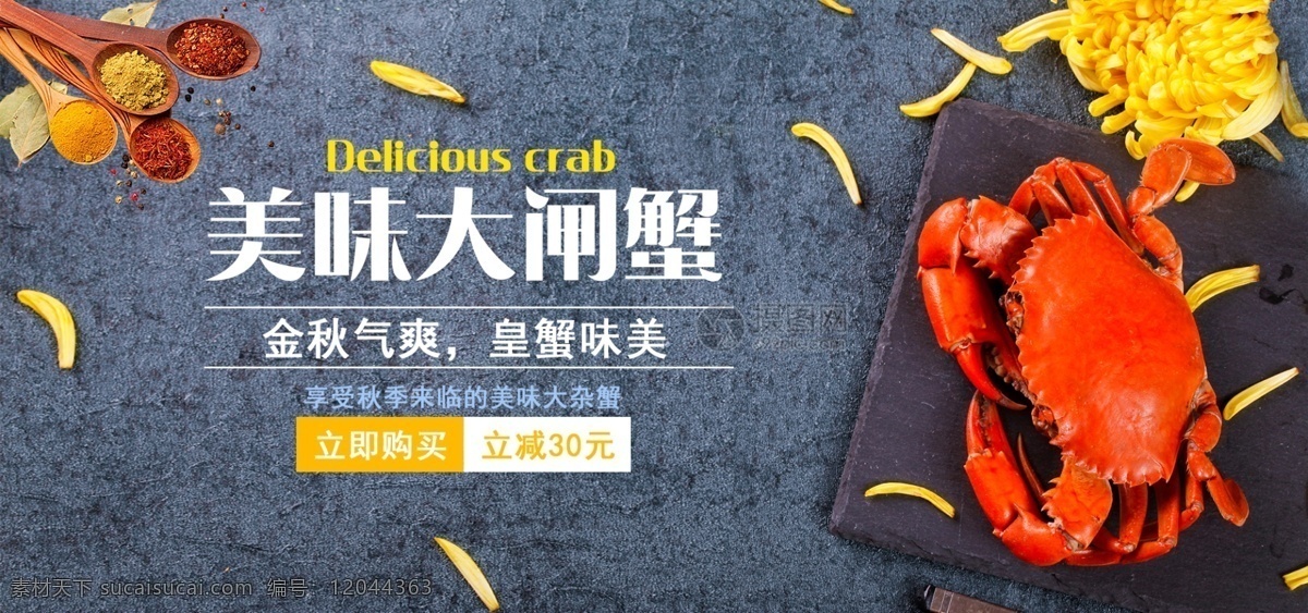 美味 大闸蟹 促销 淘宝 banner 美食 螃蟹 电商 天猫 淘宝海报