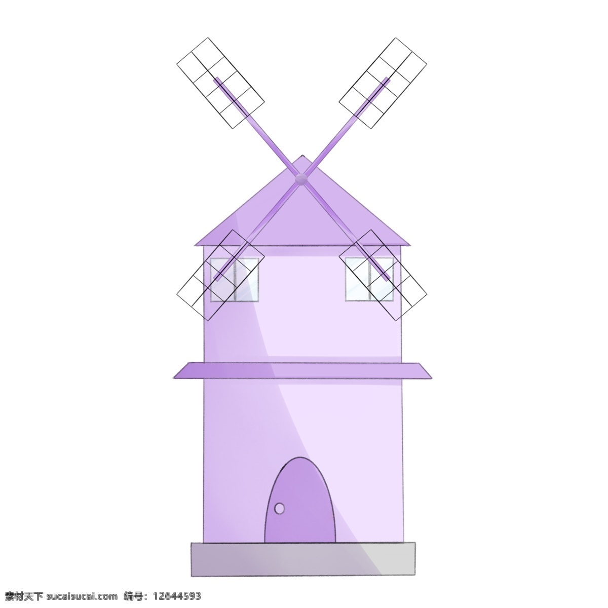 紫色 大气 风车 屋 插图 大风车 风车屋 空房子 紫色风车屋 精美的风车屋 图案风车屋 发电风车 卡通风车