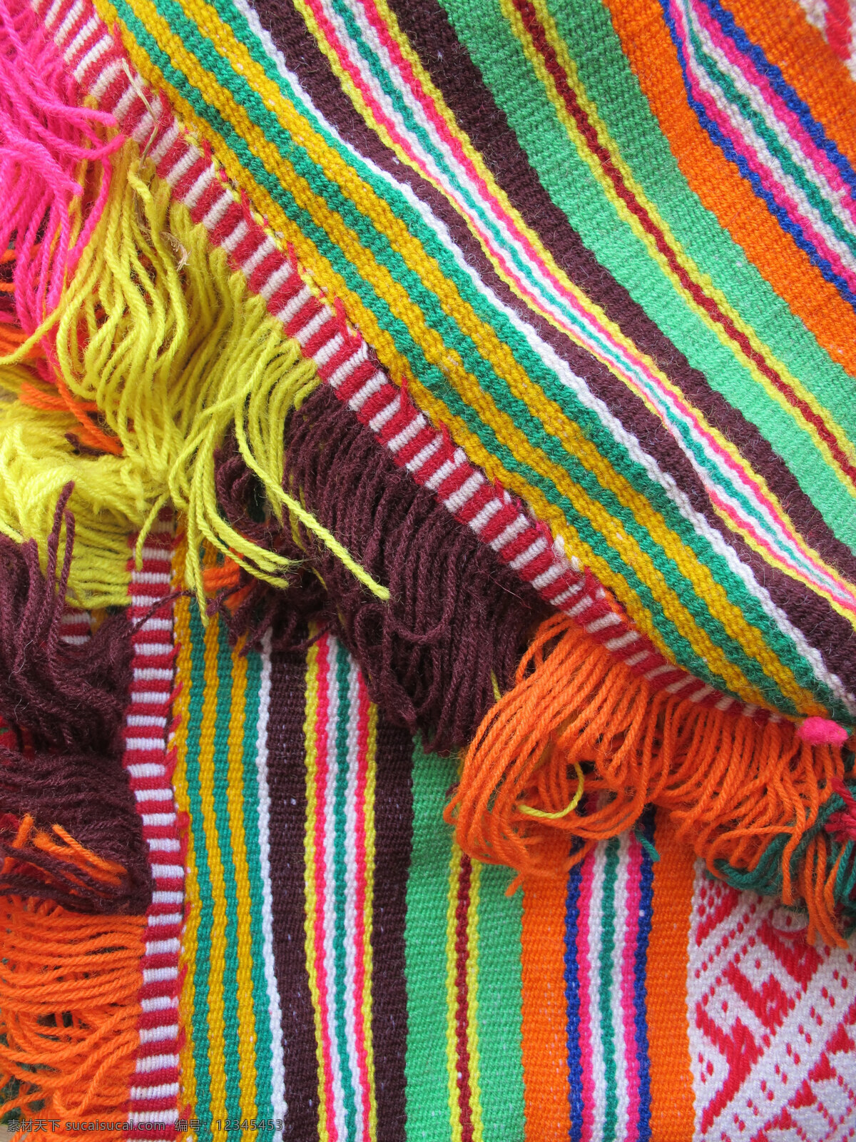 秘鲁 手工 羊毛 织物 黄色