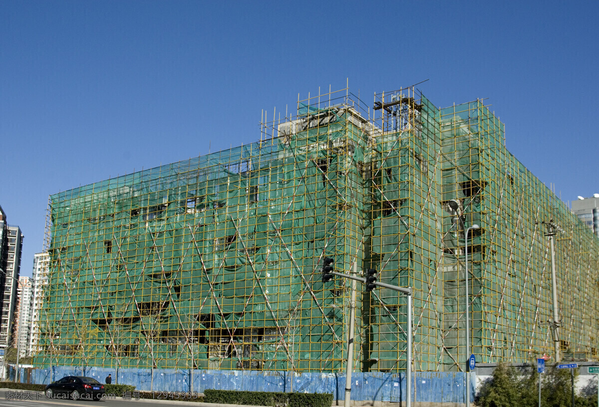 建筑工地 建筑脚手架 建筑施工 施工现场 自然景观