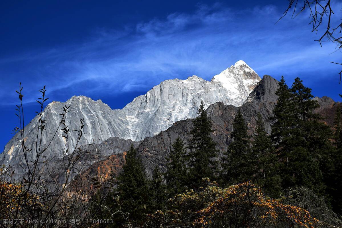 自然 山川 山 雪山 蓝天 白云 山水 景色 山水风景 自然风景 自然风光 自然景观