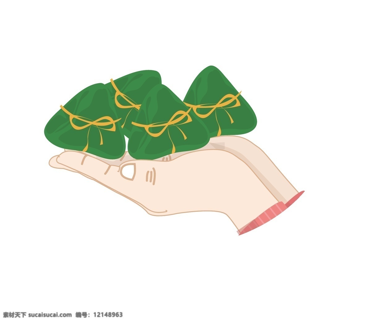 手 捧 粽子 设计素材 矢量文件 手绘设计 卡通设计 背景设计 平面设计 粽子设计 双手设计 绿色 食物设计 美食 端午