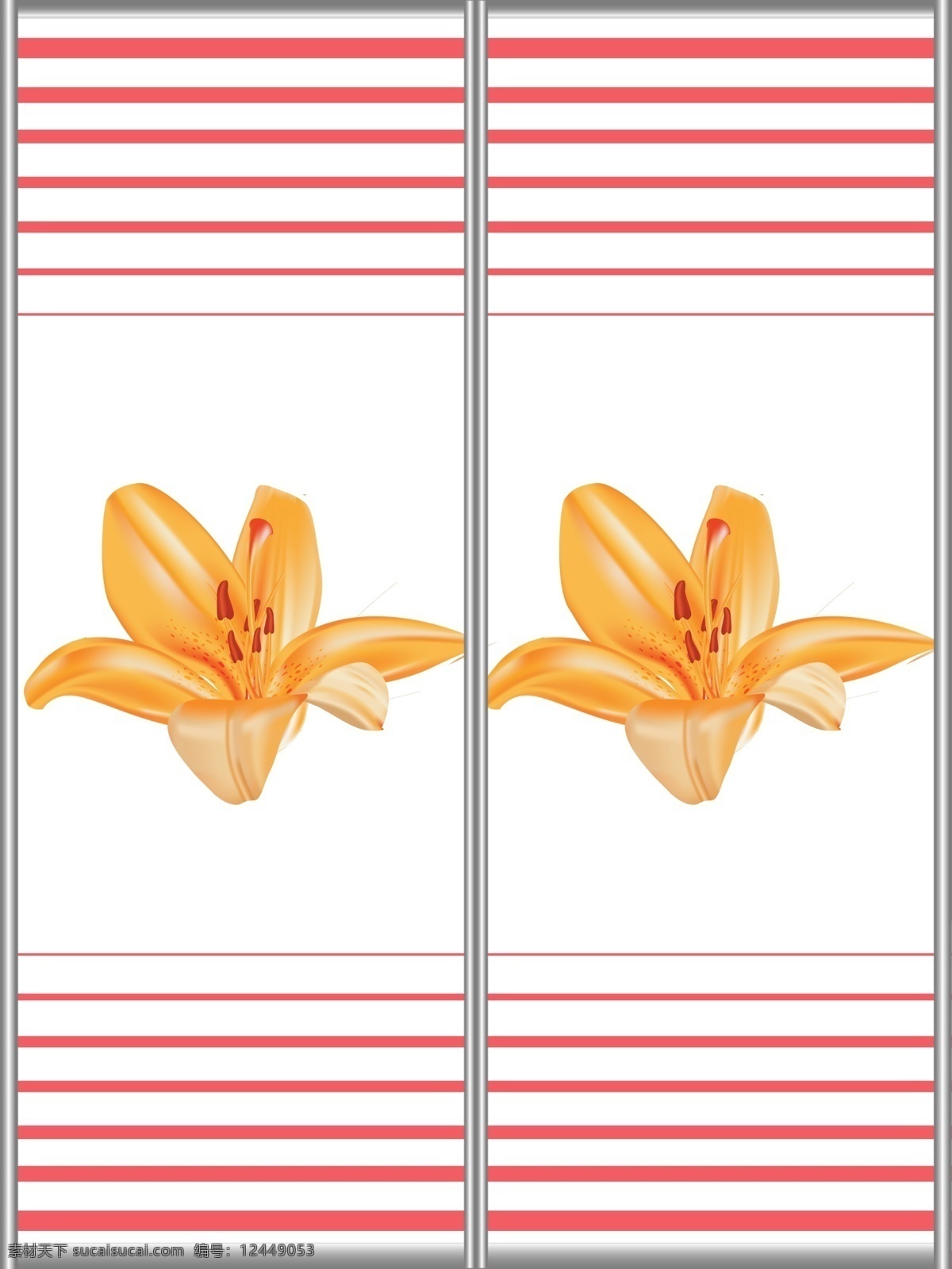 移门免费下载 百合 广告设计模板 花朵 线条 移门 移门图案 源文件 移门源文件 家居装饰素材
